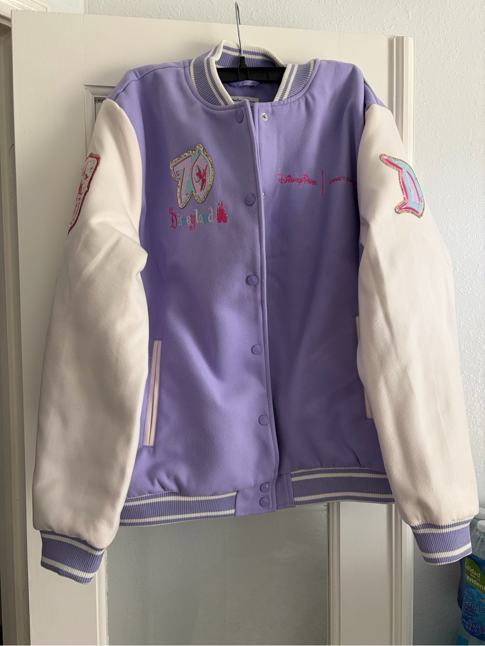 Disney adult Lavender & Cream Varsity Jacket